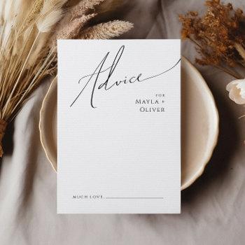 whimsical minimalist script wedding advice card
