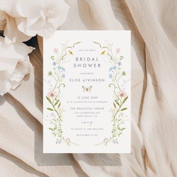 whimsical pastel wildflower frame bridal shower invitation