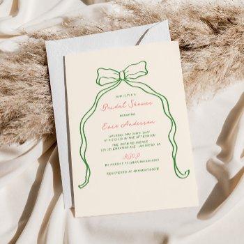 whimsical quirky handwritten bow bridal shower invitation