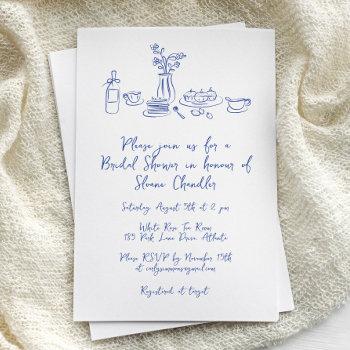 whimsical scribble doodle hand drawn bridal shower invitation