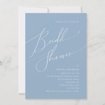 whimsical script | dusty blue bridal shower invitation