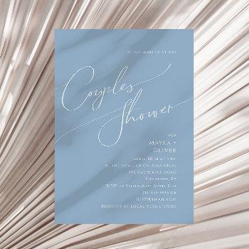 whimsical script | dusty blue couples shower invitation