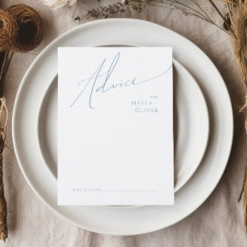 whimsical script | dusty blue wedding advice card