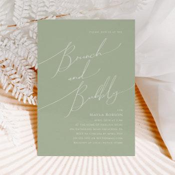 whimsical script | sage green brunch and bubbly invitation