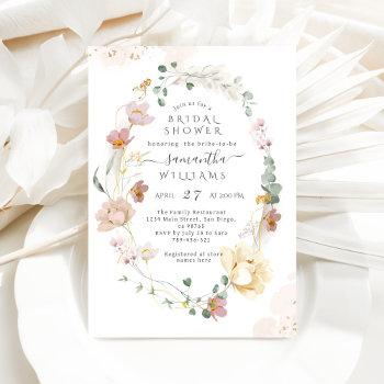 whimsical wildflower elegant photo bridal shower invitation