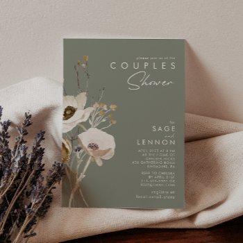 whimsical wildflower | sage green couples shower invitation