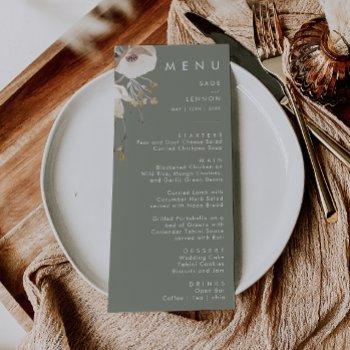 whimsical wildflower | sage green wedding dinner menu