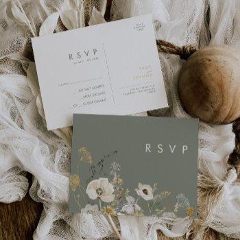 whimsical wildflower | sage green wedding rsvp postcard