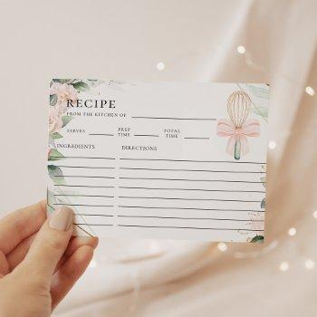 whisked away pink floral bridal shower recipe card