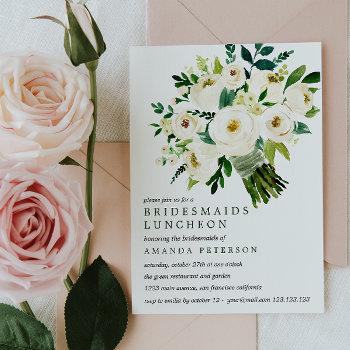 White Bloom | Bouquet Bridesmaids Luncheon Wedding Invitation Front View