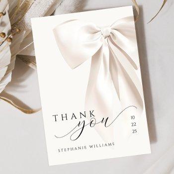 white bow bridal shower thank you card