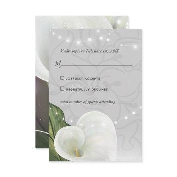 white calla lily elegant floral watercolor  rsvp card