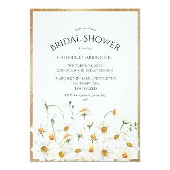 White Daisies Gold Floral Watercolor Front View