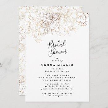 white elegant botanical bridal shower invitation