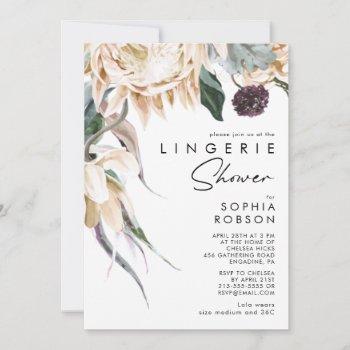 white floral lingerie shower invitation