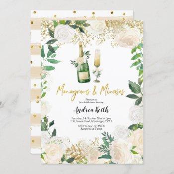 white floral monograms and mimosas bridal shower i invitation