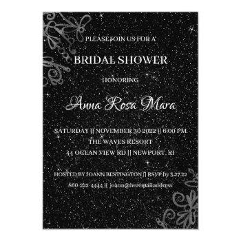 *~* White Glitter Bridal Gown Bridal Dress Shower Invitation Front View