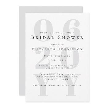 white minimalist bold type bridal shower invitation