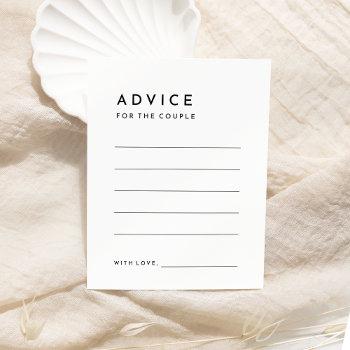 white modern bold wedding advice card