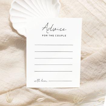 white modern script wedding advice card