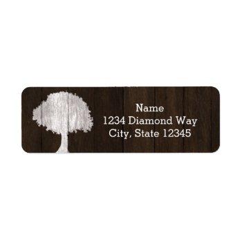 white oak tree & wood rustic address labels