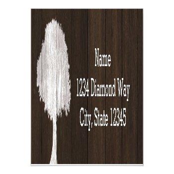 White Oak Tree & Wood Rustic Address Labels Front View