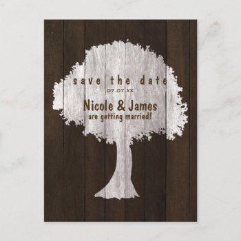 white oak tree wood rustic save the date postcard