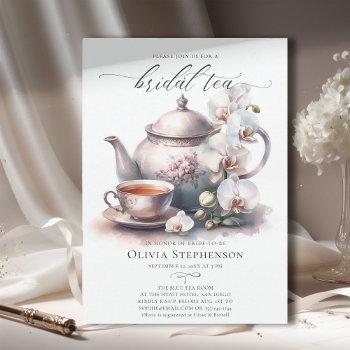  white orchid elegant set classy bridal tea shower invitation