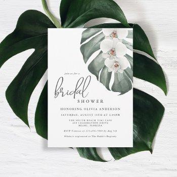 white orchids tropical paradise bridal shower invitation
