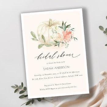 white pumpkin blush floral bridal shower invite