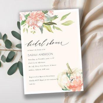 white pumpkin blush floral bridal shower invite