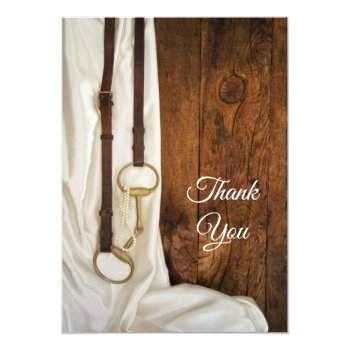 White Satin Horse Bit Western Wedding Thank You Front View