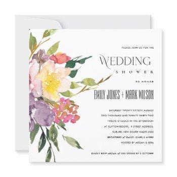 white yellow blush burgundy floral wedding shower invitation
