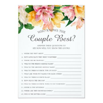 Who Knows The Couple Best Bridal Shower Game Invit Invitation Front View