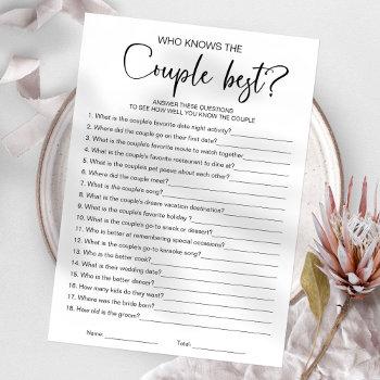 who knows the couple best bridal shower game invitation