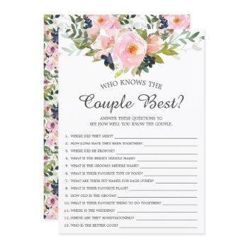 who knows the couple best game bridal shower invitation