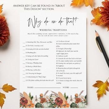 Why Do We Do That | Autumn Bridal Shower Game Front View