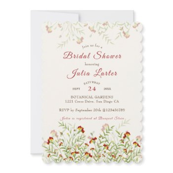 wild marigold flowers foliage bridal shower invitation