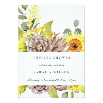 Wild Sunflower Eucalyptus Pine Flora Couple Shower Invitation Postcard Front View