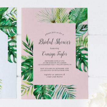 wild tropical palm | blush bridal shower invitation