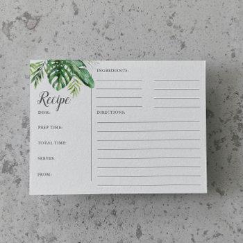 wild tropical palm bridal shower recipe cards