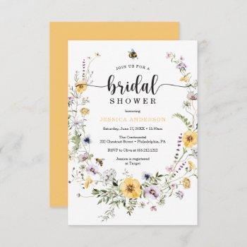 wildflower bee bridal shower invitation card