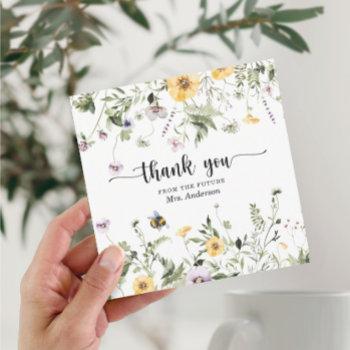 Wildflower Bee Bridal Shower Thank You Card Front View