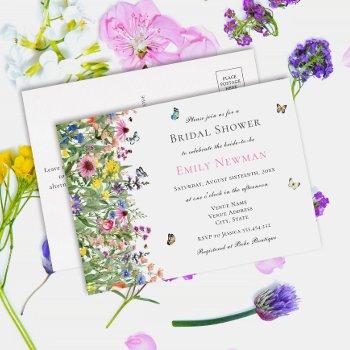 wildflower bohemian bridal shower invitation postcard