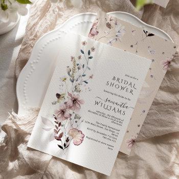 wildflower boho minimalist modern bridal shower invitation