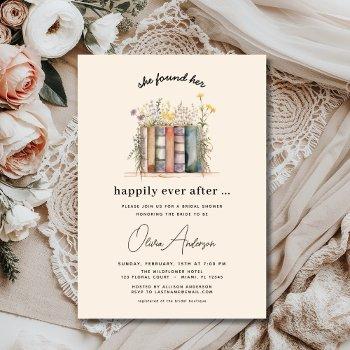 wildflower book happily ever after bridal shower invitation