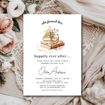 wildflower book happily ever after bridal shower invitation