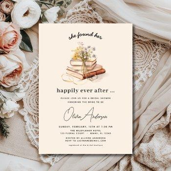 wildflower book happily ever after bridal shower invitation