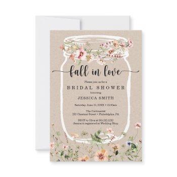 wildflower bridal shower mason jar pink invitation