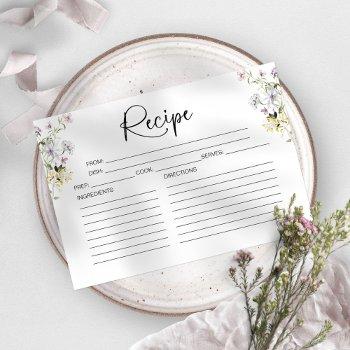 wildflower bridal shower recipe card